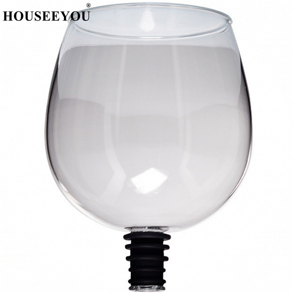 Creative Red Wine Champagne Glass Cup with Silicone Seal Drink Directly from Bottle Crystal Glasses Cocktail Mug 260ML